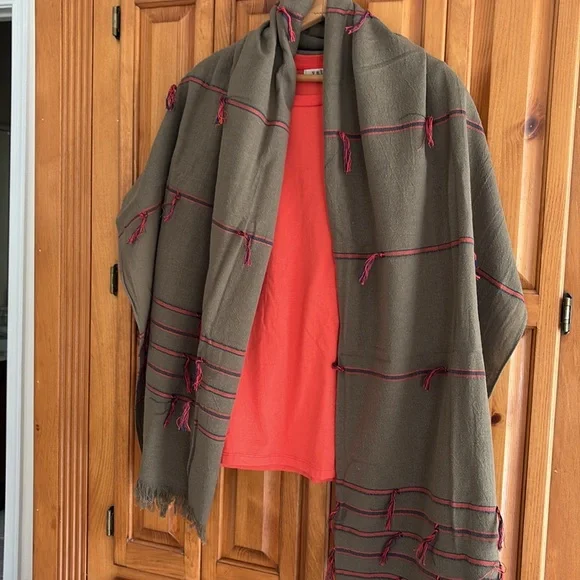 Madewell Olive, orange , navy wrap, scarf NWT - Picture 8 of 8